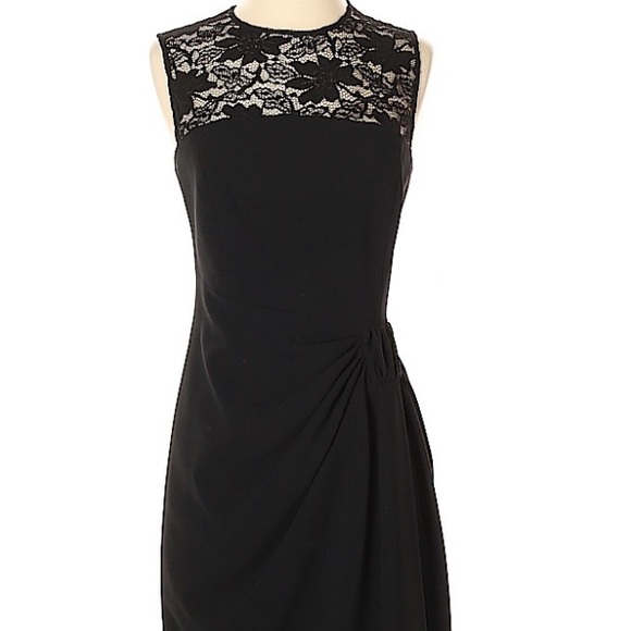 Teri Jon Dress 6 Black Cocktail Lace Formal Rickie Freeman Ruched Sheath medium - Picture 2 of 8